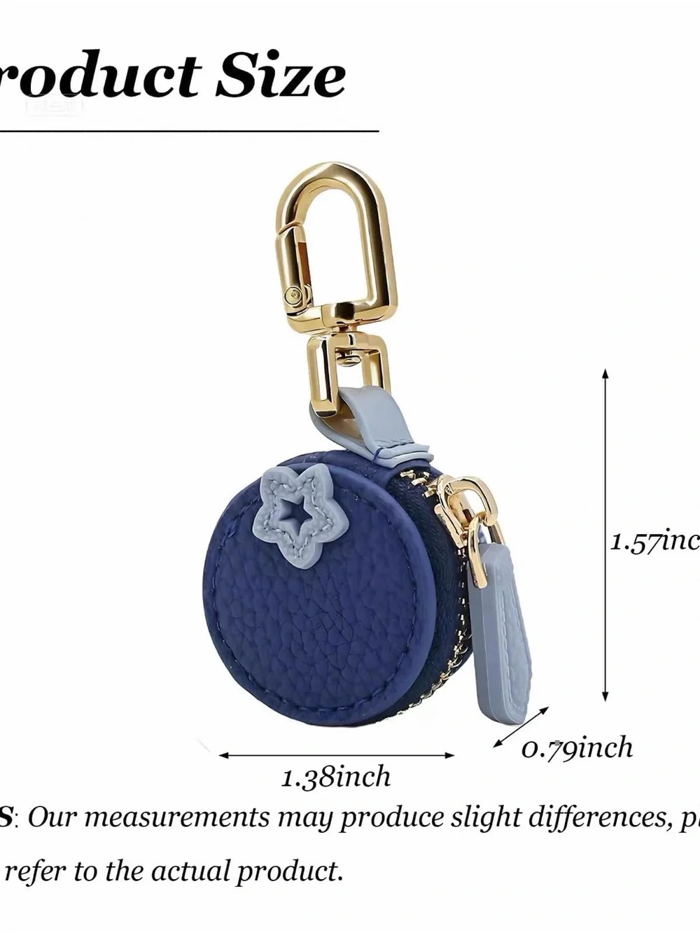 Textured Navy blueberry Keychain Pouch with Gold Hardware